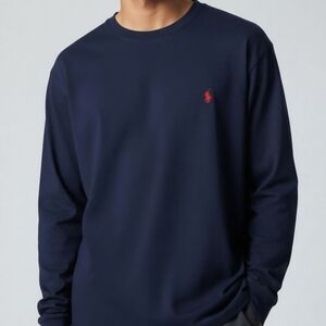 Polo by Ralph Lauren Men's Long Sleeve Tee Navy with Gold Logo